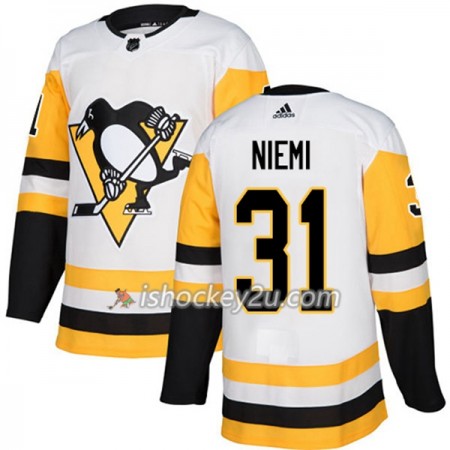 Mænd NHL Pittsburgh Penguins Trøje Antti Niemi 31 Adidas 2017-2018 Hvid Authentic